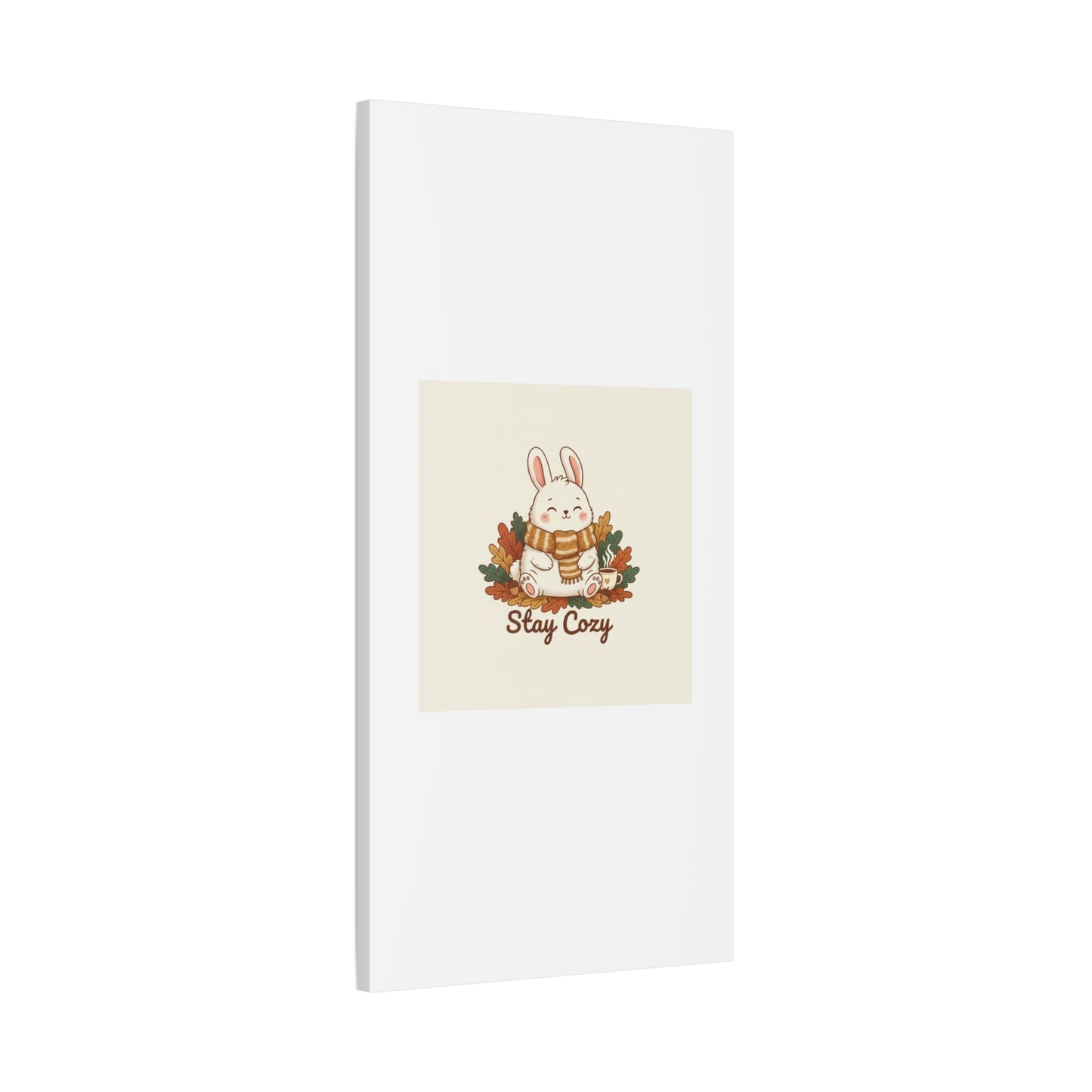Cozy Bunny Illustration Canvas | Cute Critter Winter Forest Art