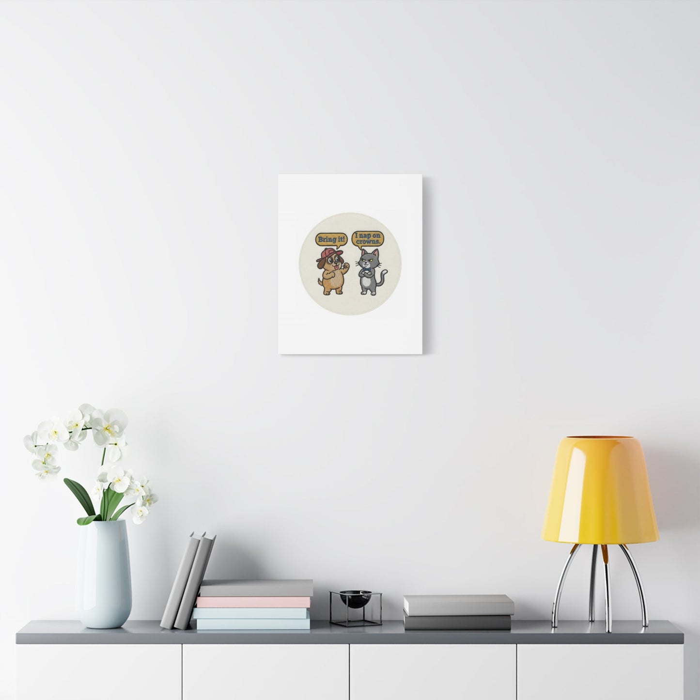 Funny Cat vs Dog Canvas | Pet Rivalry Wall Art