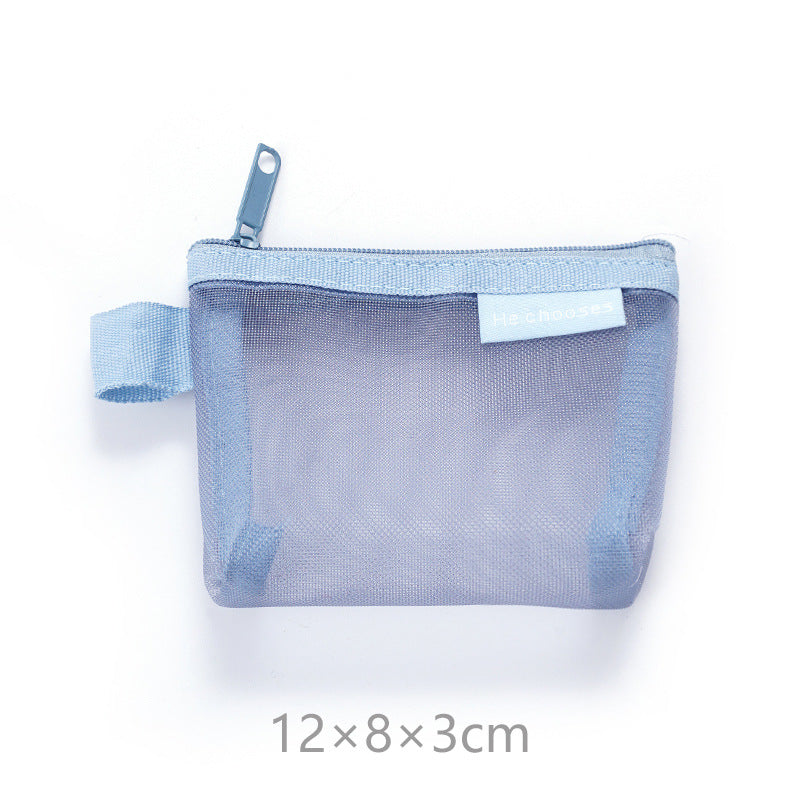 Simple three-dimensional triangle mesh coin key earphone storage bag transparent storage bag