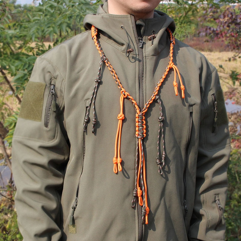 Hunting Decoy Rope Hunting Duck Call Lanyard Cord Hunter Game Whistle Lanyard Hunting Decoy Rope with 12 Adjustable Loops Rings