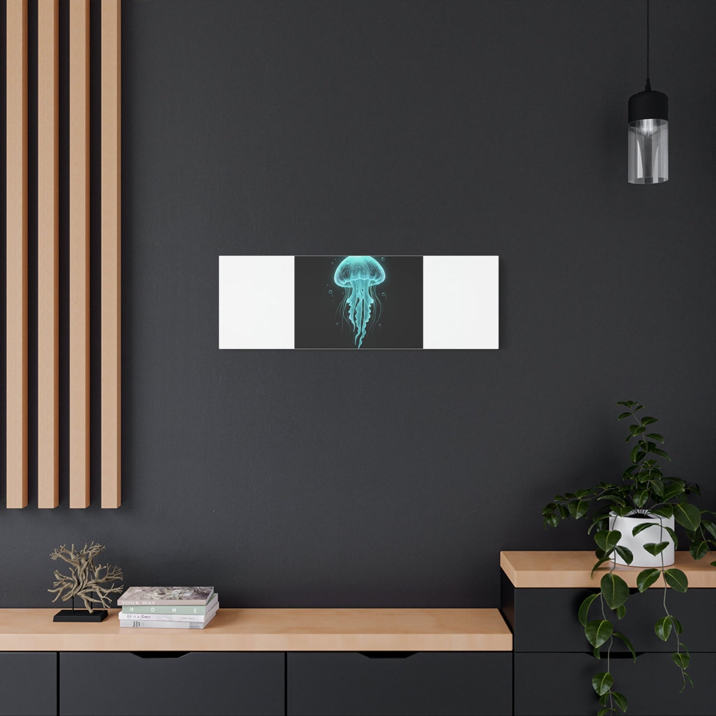 Bioluminescent Jellyfish Art Canvas | Deep Sea Aesthetic, Neon Glow