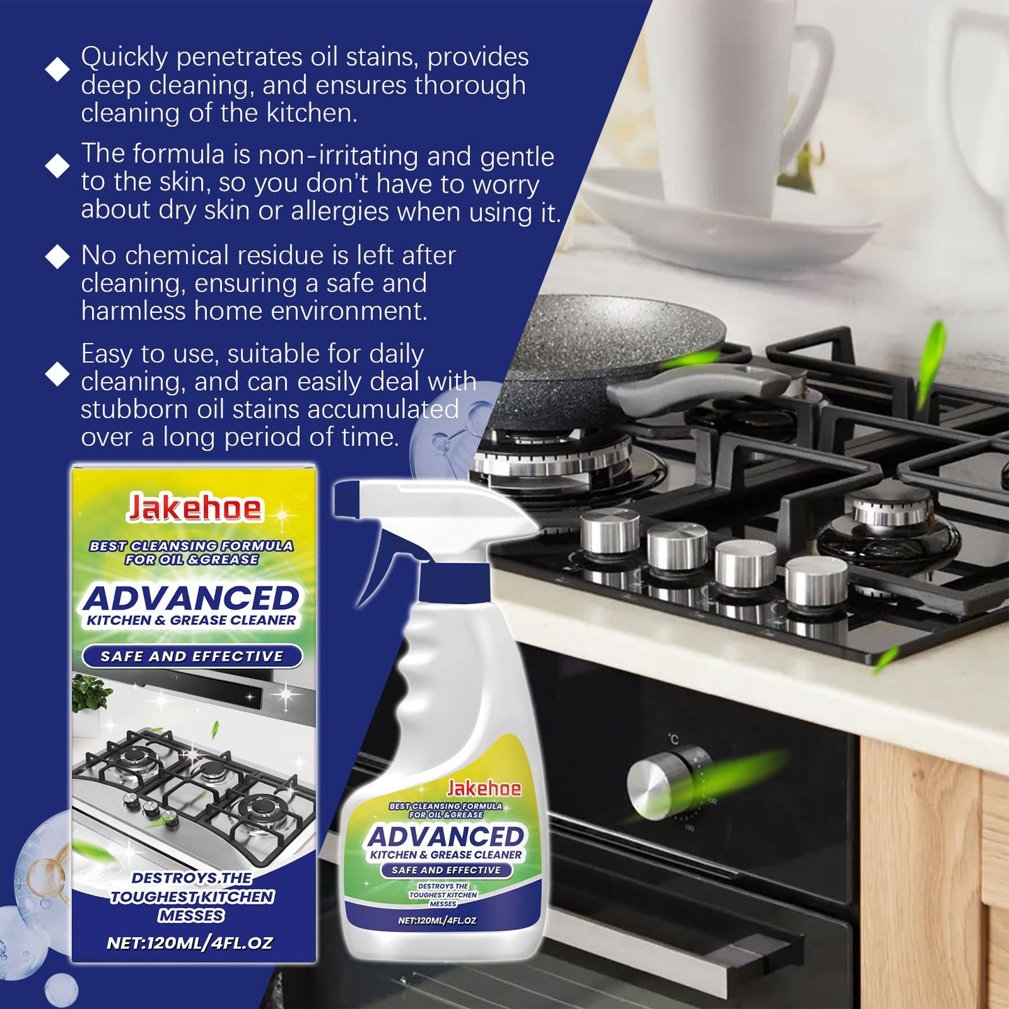 Kitchen Cleaner Oil Cleaning Gentle Home Care Cooktop Degreasing Foam Type