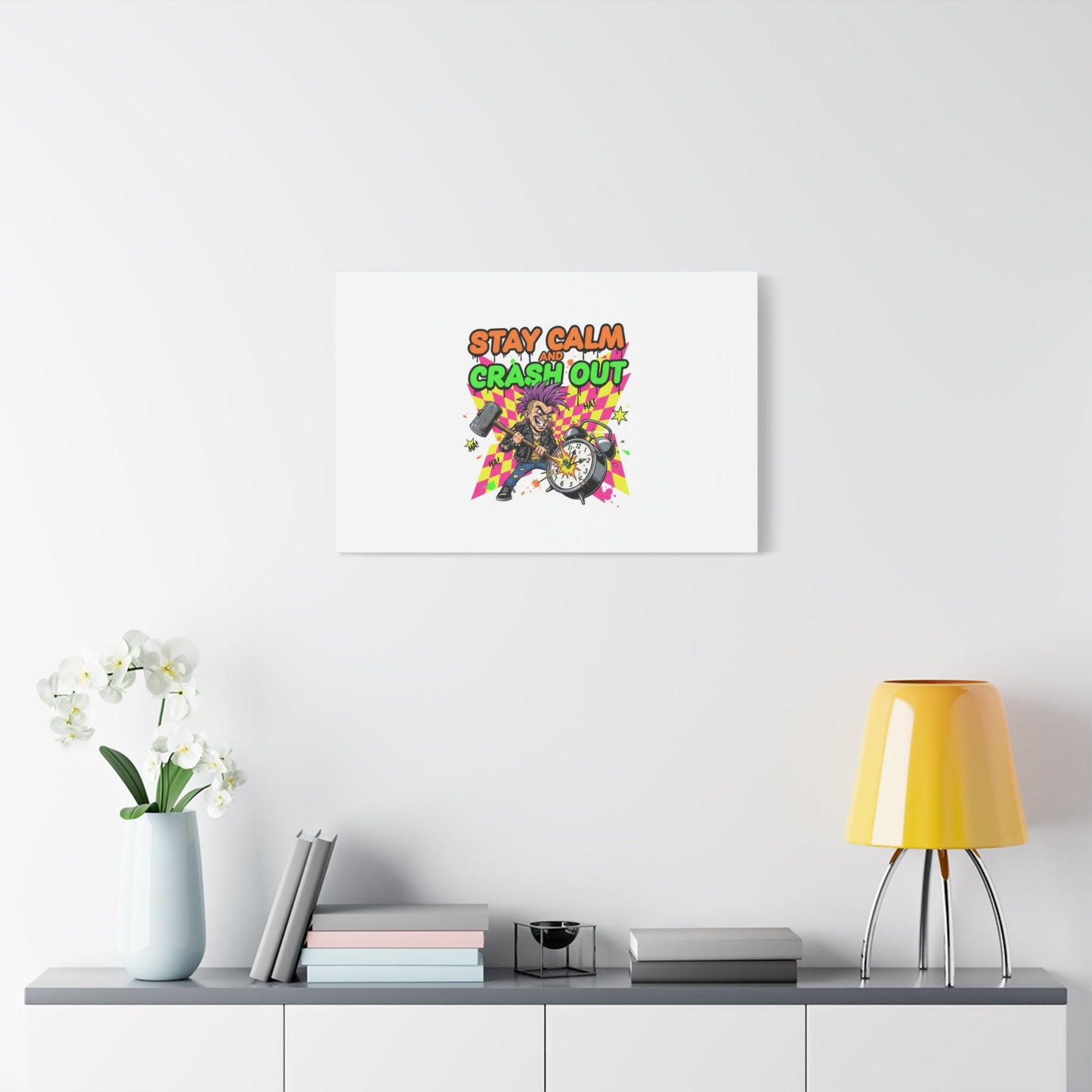 Stay Calm and Crash Out Canvas | neon skate graffiti, meltdown art
