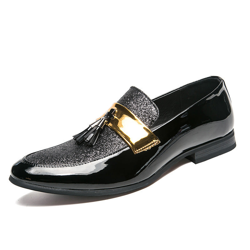Large Size Leather Shoes England Pointed Toe Sequined Casual Men's Shoes