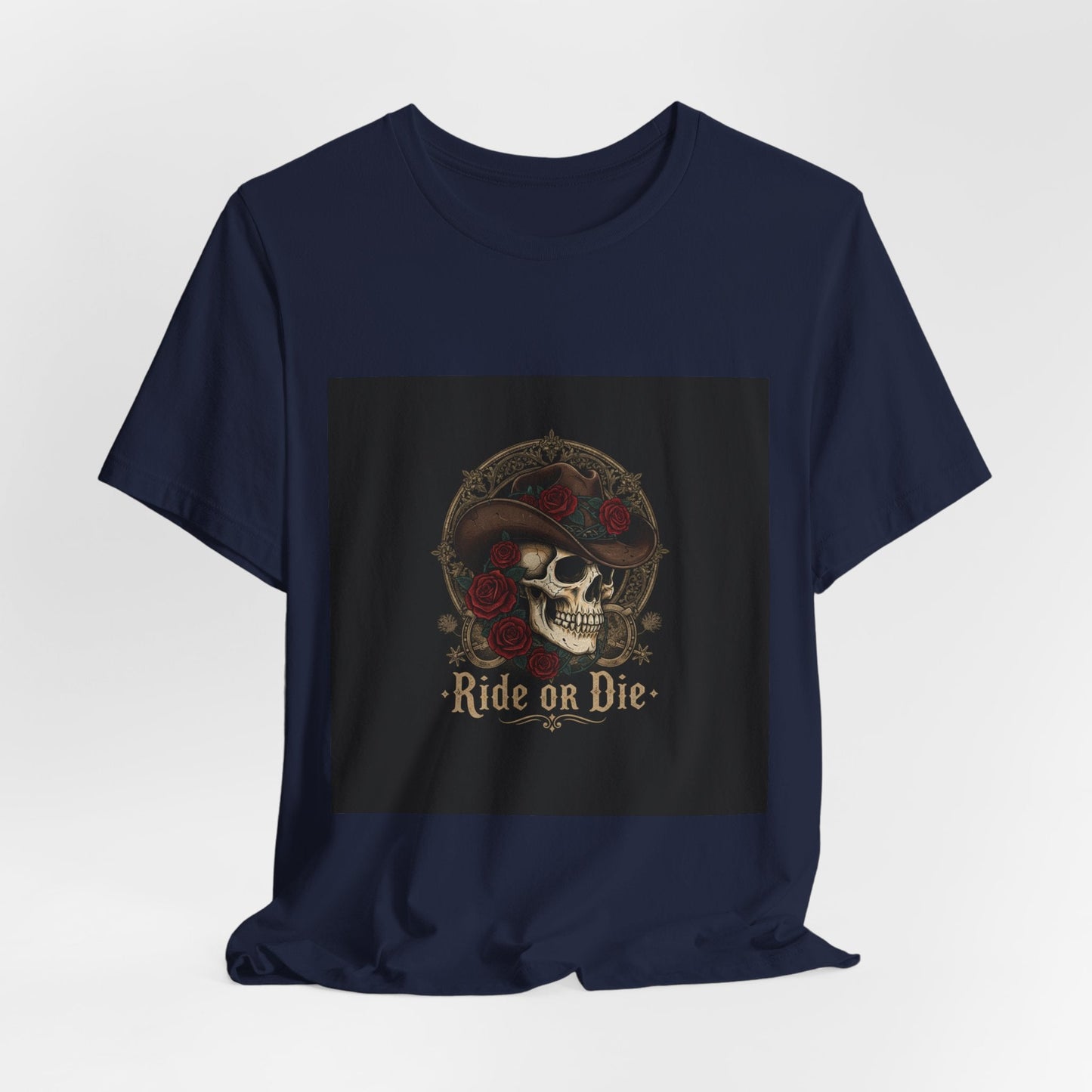 Ride or Die Skull Cowboy Tee | western skull art, gothic Americana