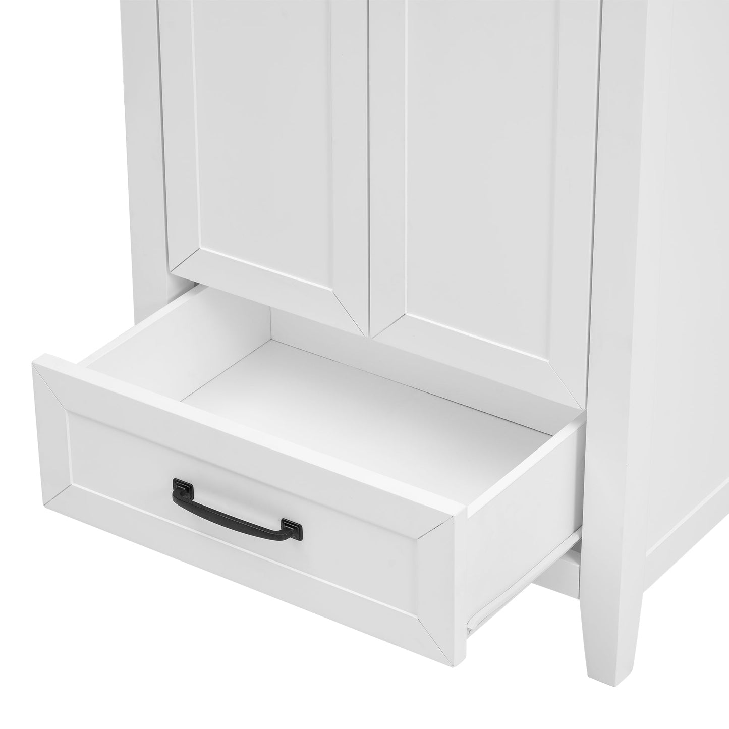 24" Bathroom Vanity with Sink, Bathroom Vanity Cabinet with One Drawer and Doors, Solid Wood and MDF, White