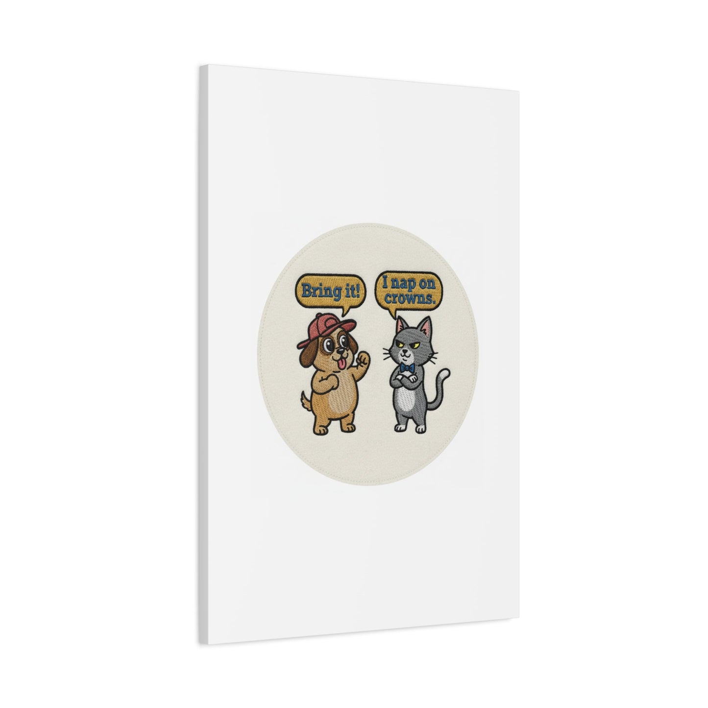 Funny Cat vs Dog Canvas | Pet Rivalry Wall Art