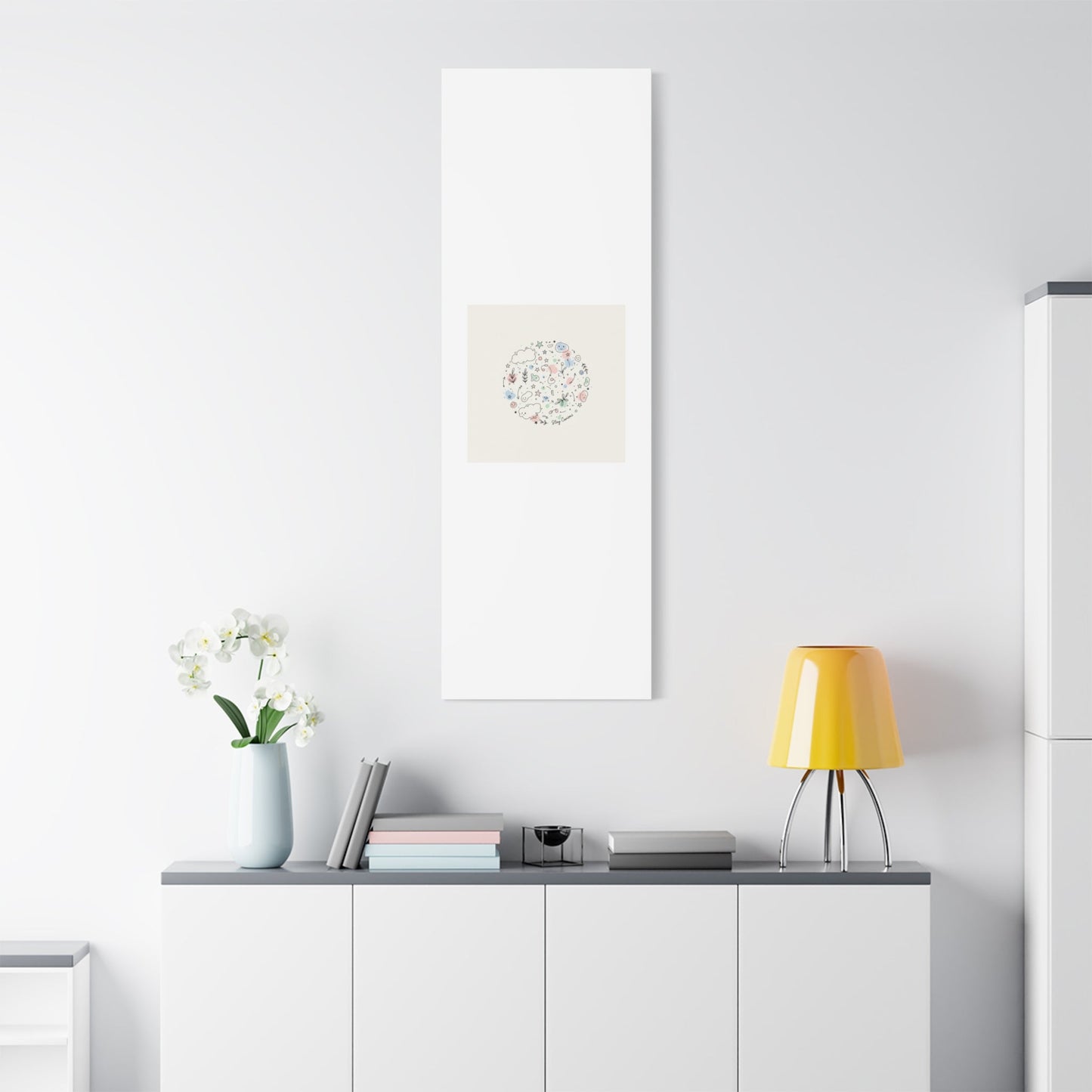 Doodle Circle Line Drawing Matte Canvas, Hand-Drawn Sketch Art