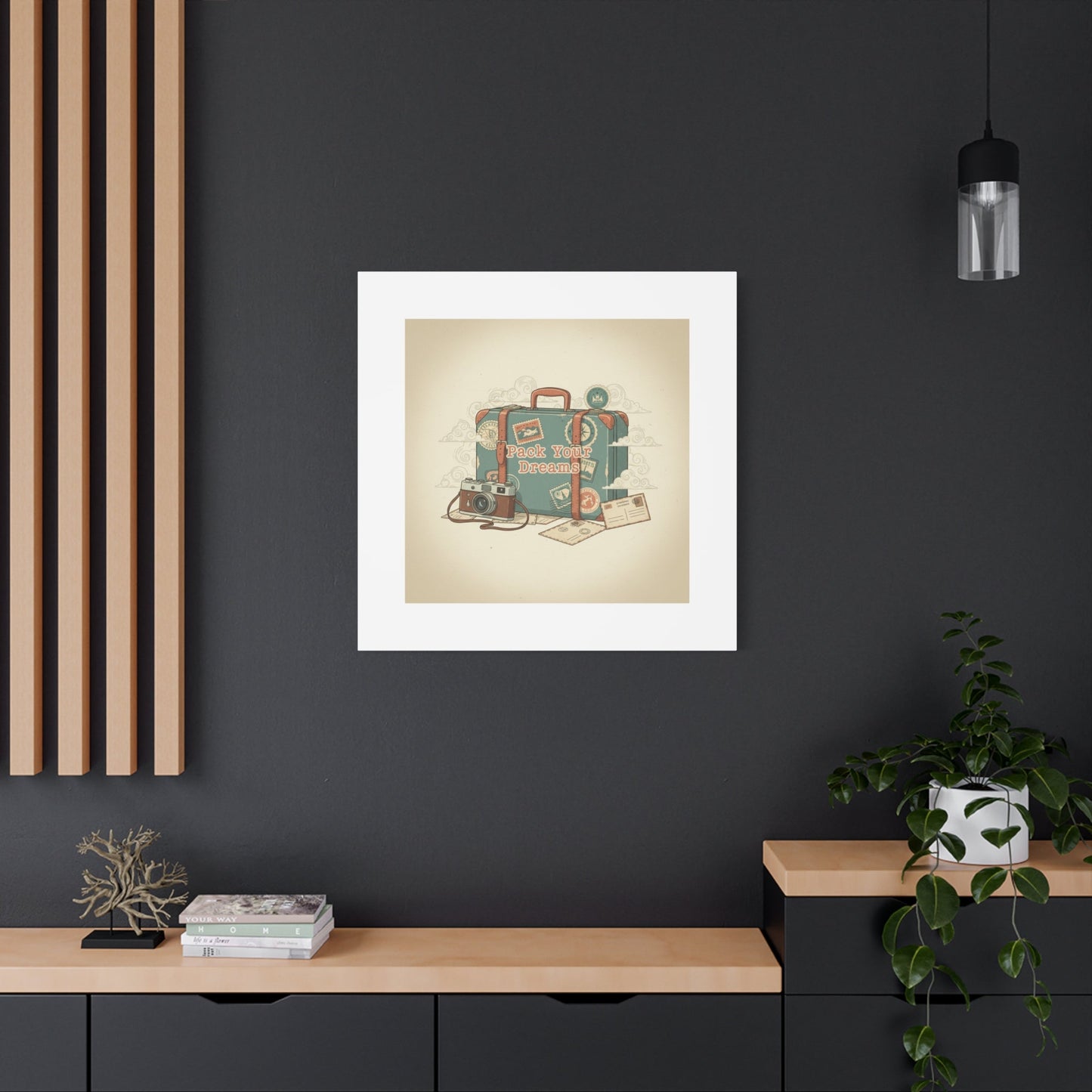 Pack Your Dreams Canvas | Retro Travel Postcard, Wanderlust Passport Stamp Art