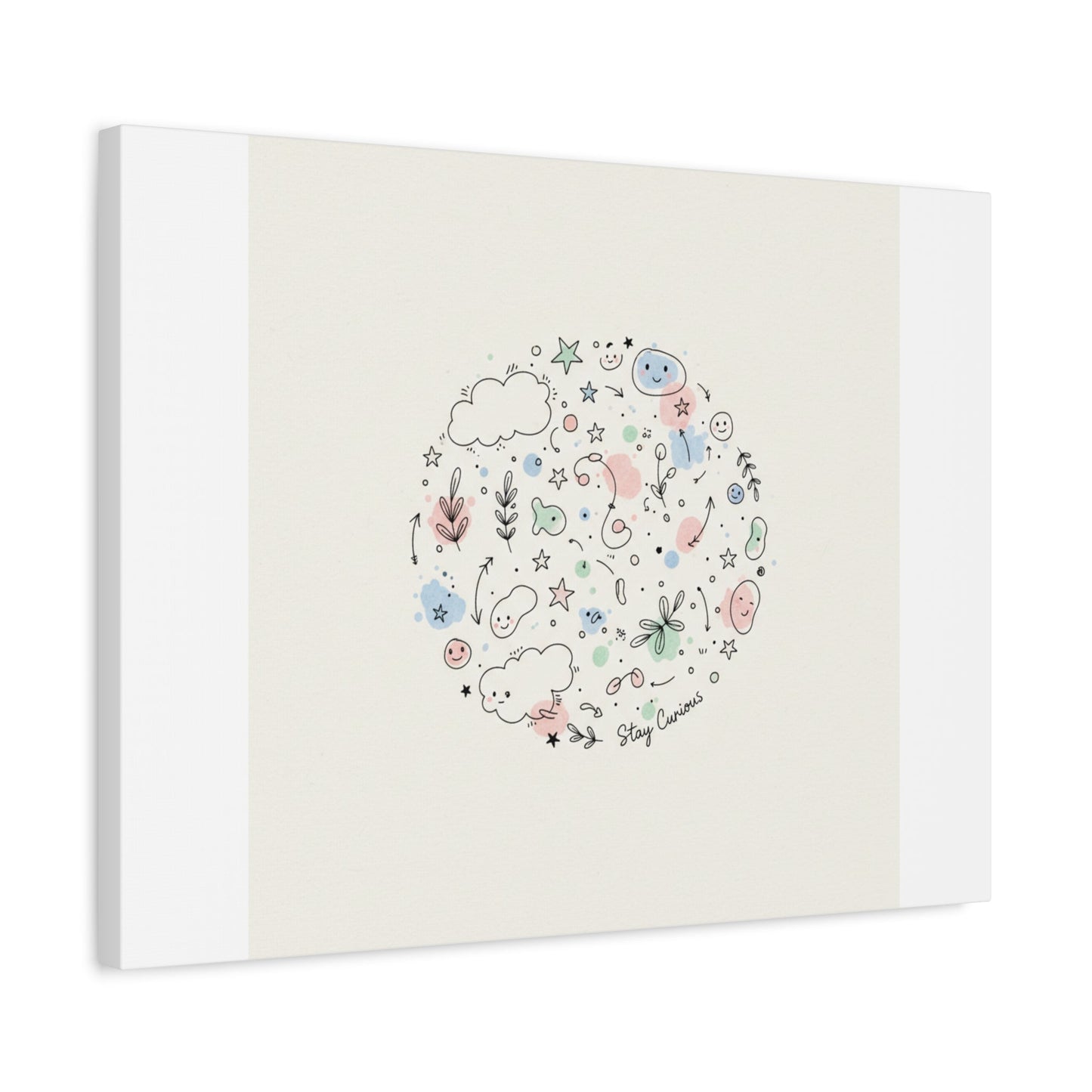 Doodle Circle Line Drawing Matte Canvas, Hand-Drawn Sketch Art
