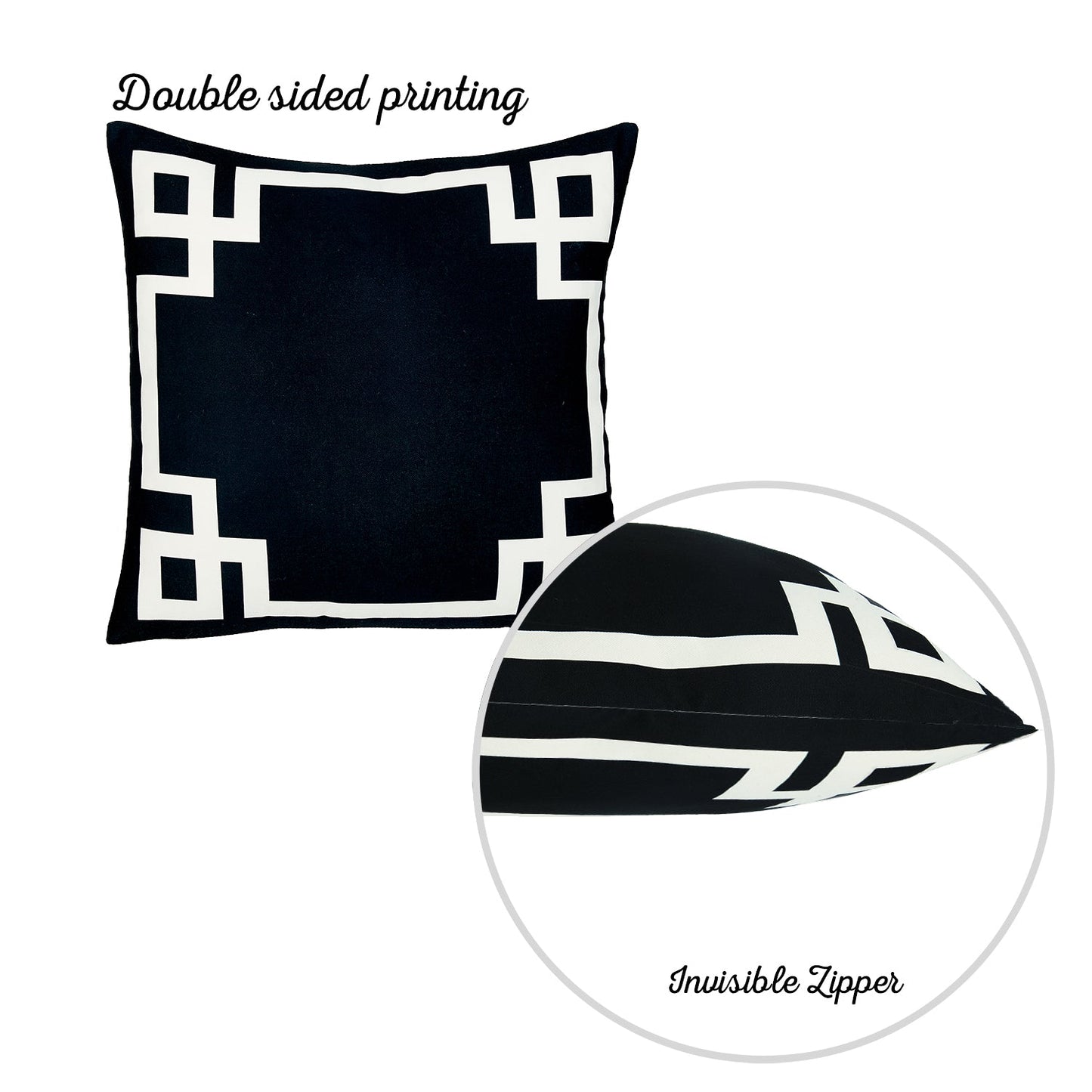Geometric Black&White Square Decorative Throw Pillow Cover & Insert
