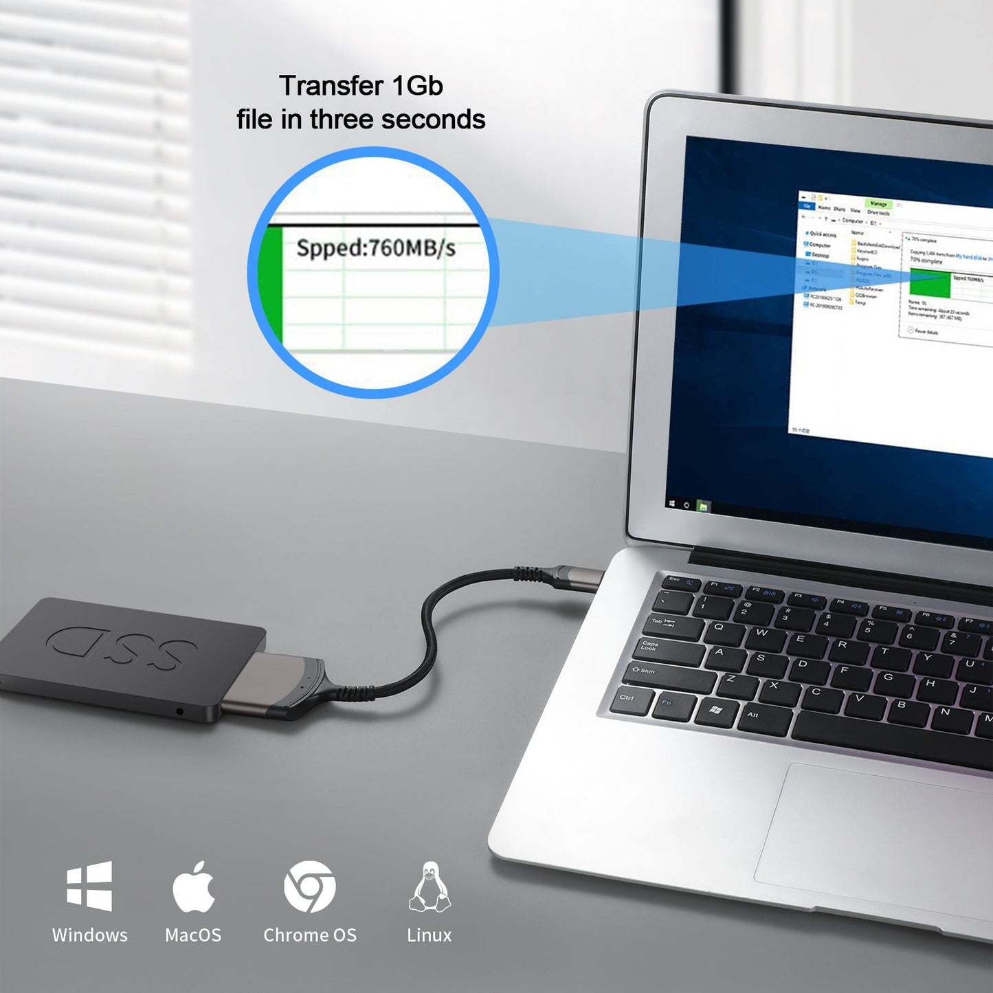 USB 3.0 to SATA Easy Drive Cable Serial Hard Disk 2.5-inch Mobile Hard Disk Adapter Cable USB Aluminum Alloy Shell