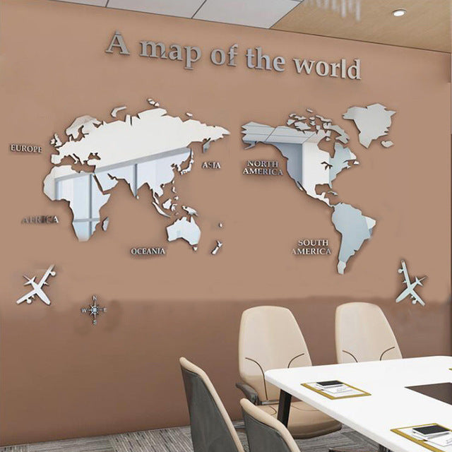 Creative Home Background Wall Stickers Acrylic 3D Wall Stickers Living Room TV Background M70- Map