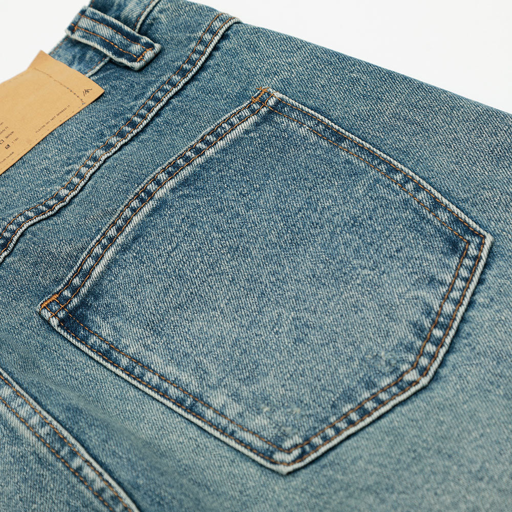 Hole-Washed Denim Long Pants Men's Loose Faded Whitewashed Wide-Leg Straight Trousers European and American Street Fashion Versatile Dad Pants