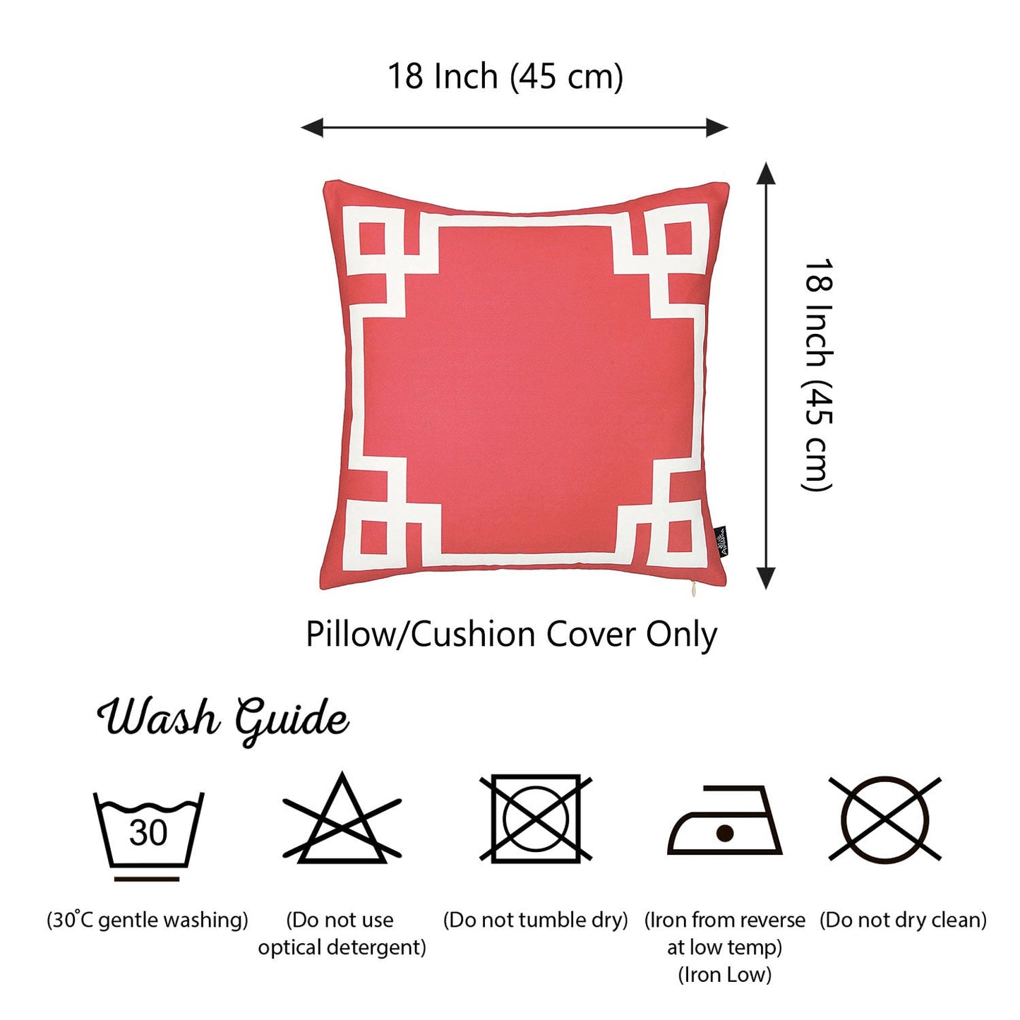 Geometric Red&White Square Throw Pillow Cover & Insert