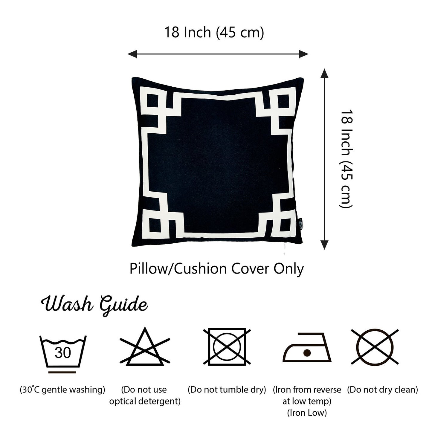 Geometric Black&White Square Decorative Throw Pillow Cover & Insert