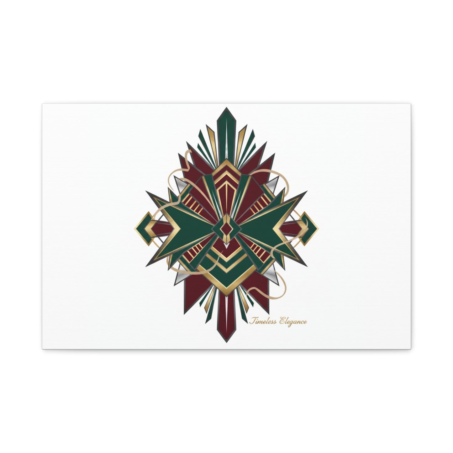 Art Deco geometric brass print Canvas | Neo-Deco chrome & gold fan motif