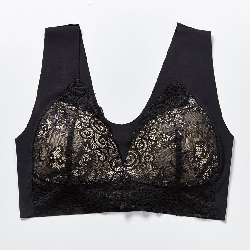 Comfortable Plus Size Backless Bra Lace Push Up Front Closure Bra