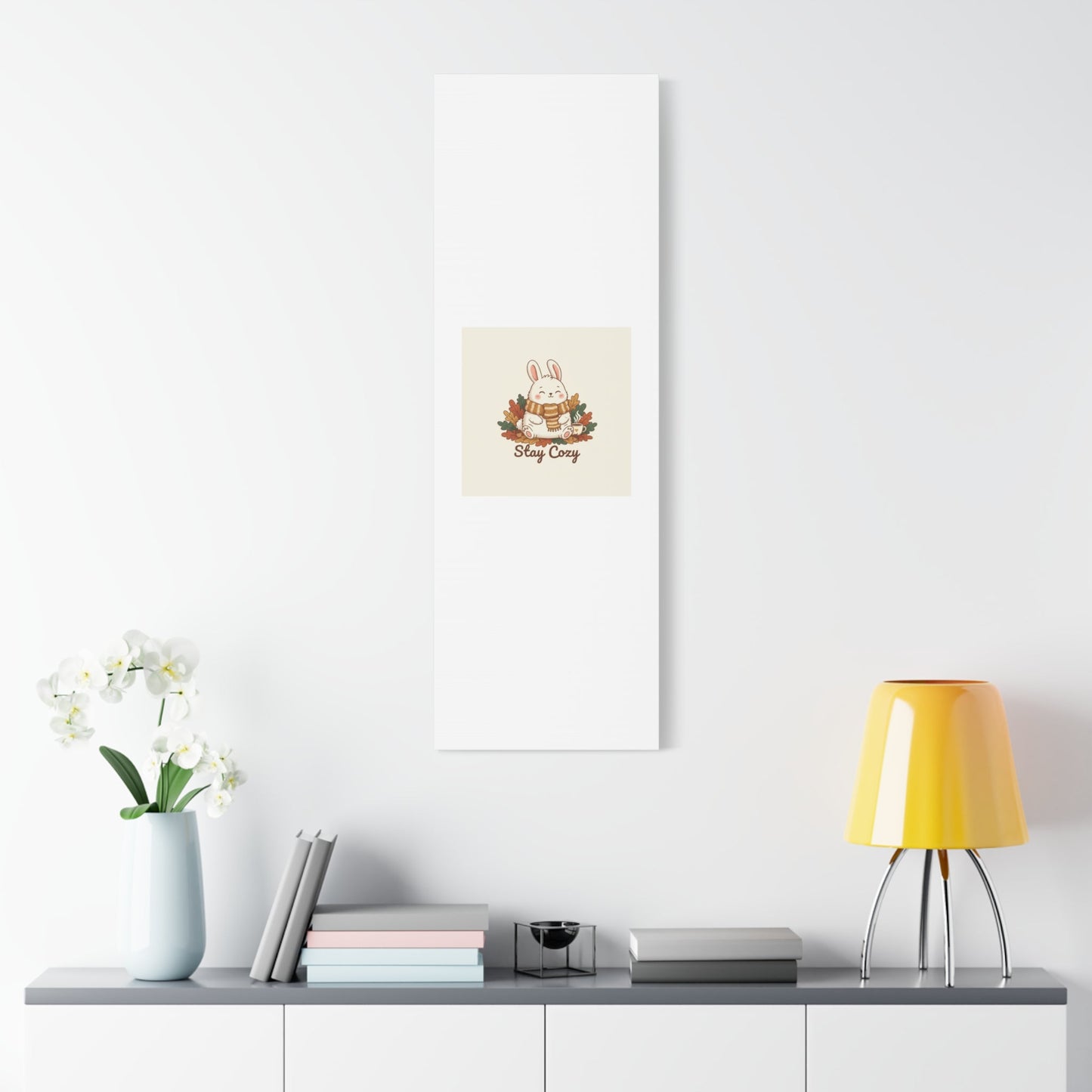 Cozy Bunny Illustration Canvas | Cute Critter Winter Forest Art