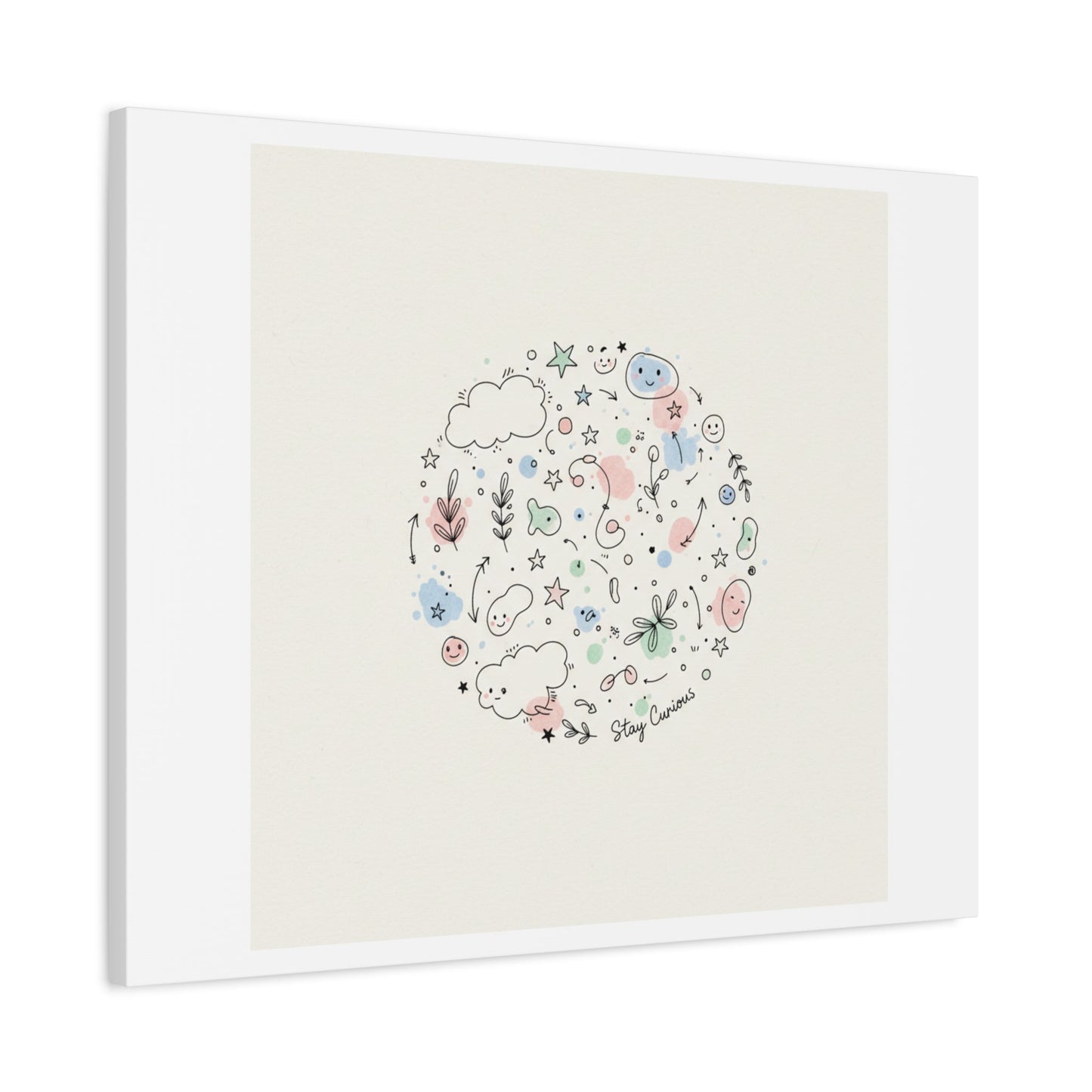 Doodle Circle Line Drawing Matte Canvas, Hand-Drawn Sketch Art