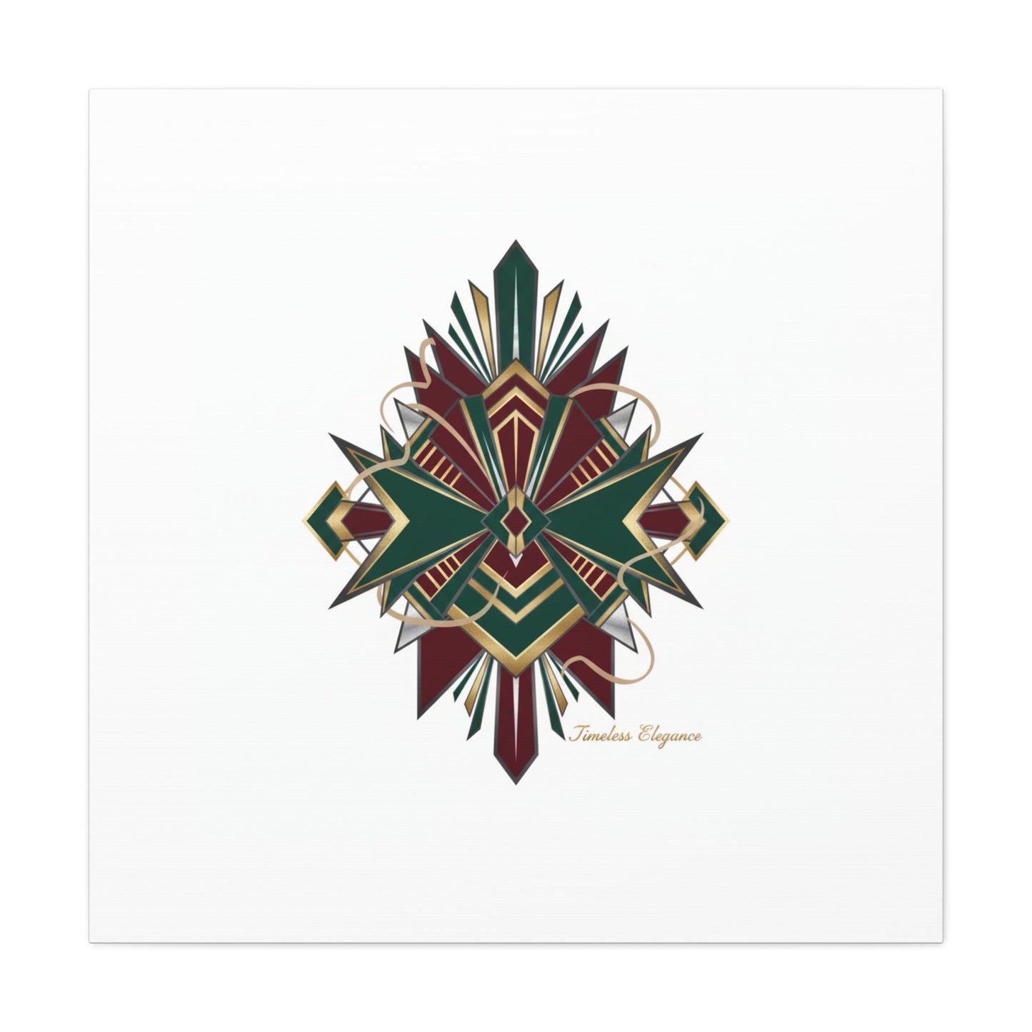 Art Deco geometric brass print Canvas | Neo-Deco chrome & gold fan motif