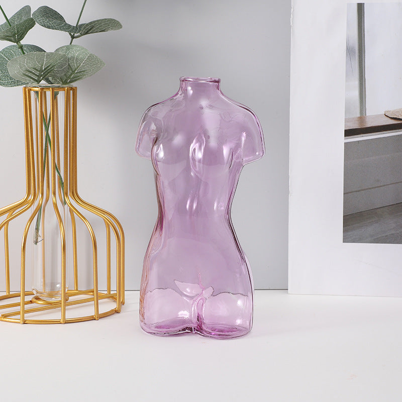 Colored Glass Body Art Flower Arrangement Vase Ornaments