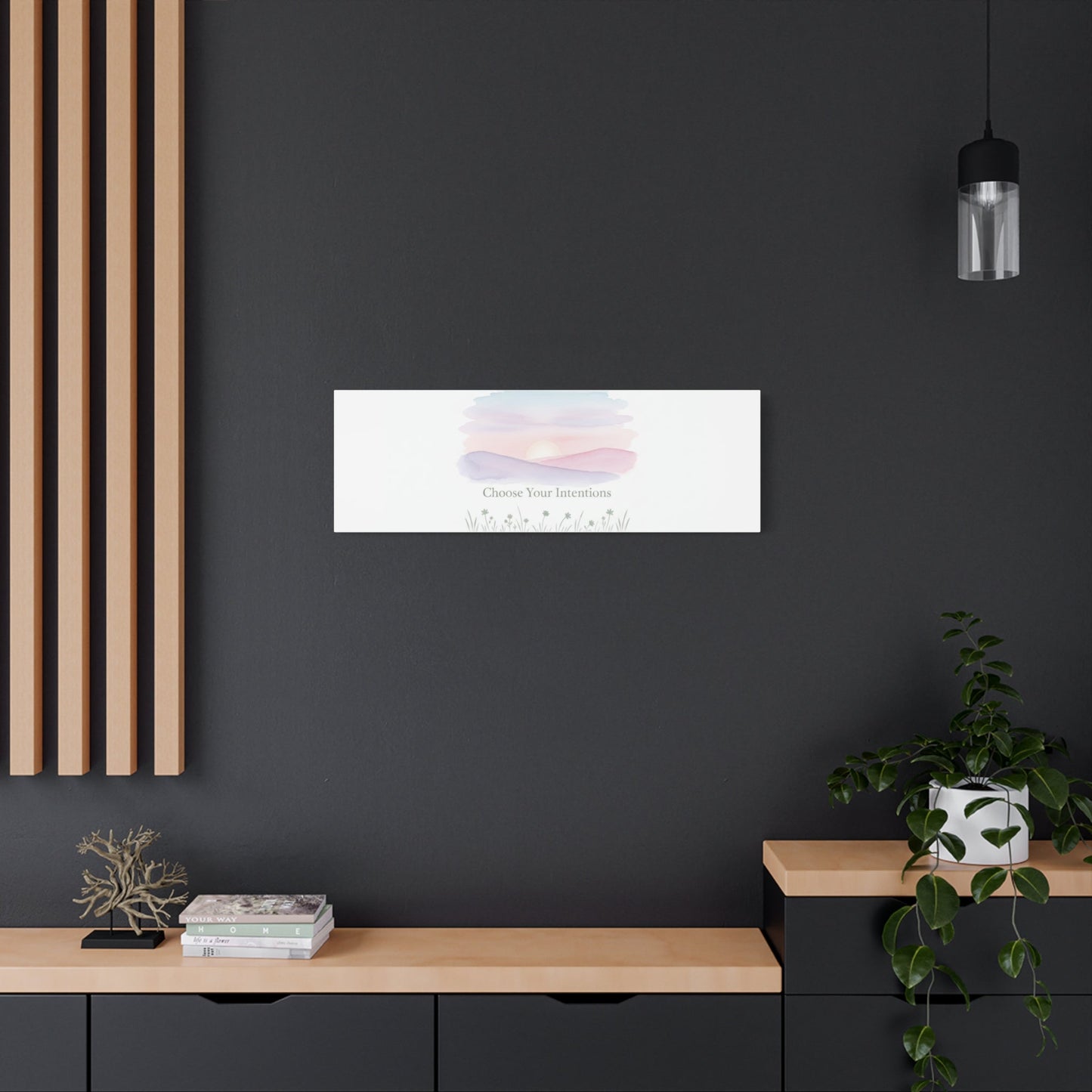 Choose Your Intentions Canvas, soft wellness poster, pastel gradient mindfulness art