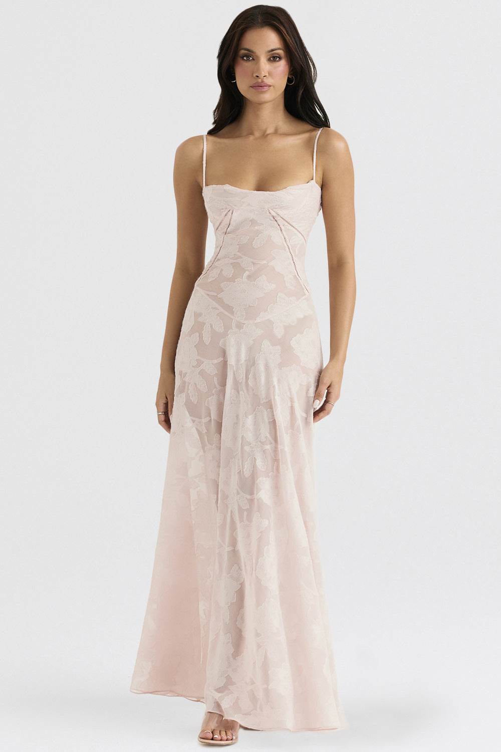 Sexy Flowers Lace Suspender Dress Summer Fashion Slim Back Lace-up Long Dresses Party Evening Club Clothing For Women