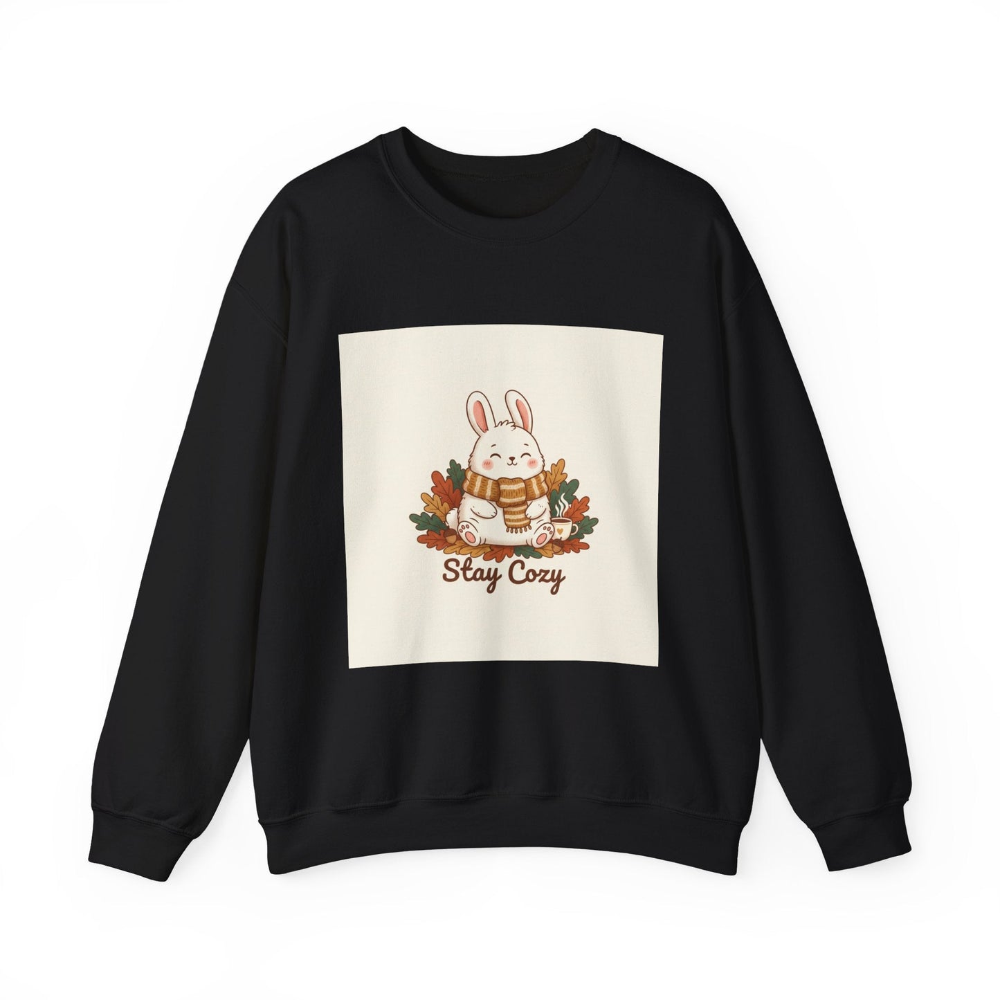 Stay Cozy Bunny sweatshirt | cute animal illustration, winter forest art