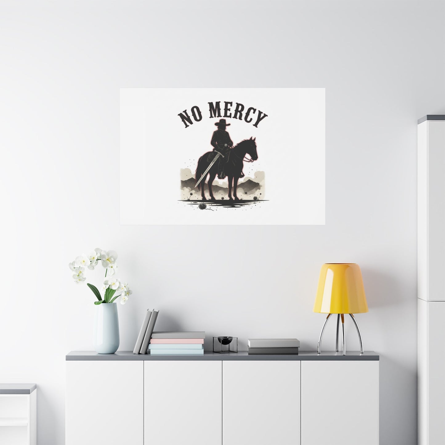 No Mercy Cowboy Skull Canvas | western skull art, gothic Americana