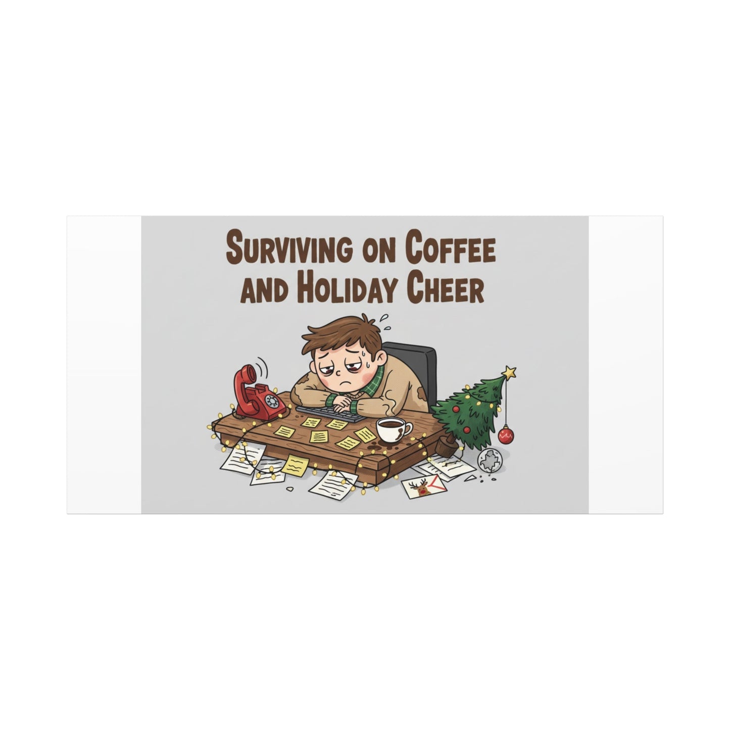 Surviving on Coffee and Holiday Cheer Canvas | Holiday Burnout, Festive But Tired