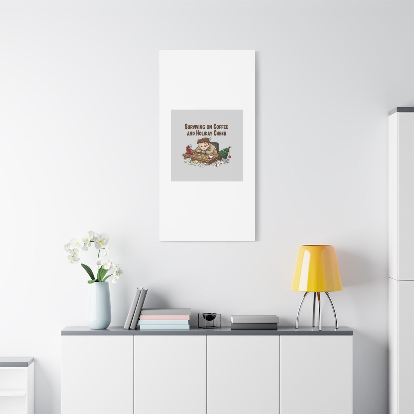Surviving on Coffee and Holiday Cheer Canvas | Holiday Burnout, Festive But Tired
