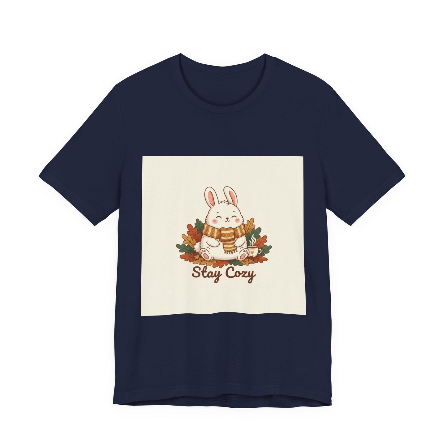 Stay Cozy Bunny T-Shirt | cute animal illustration, winter forest art