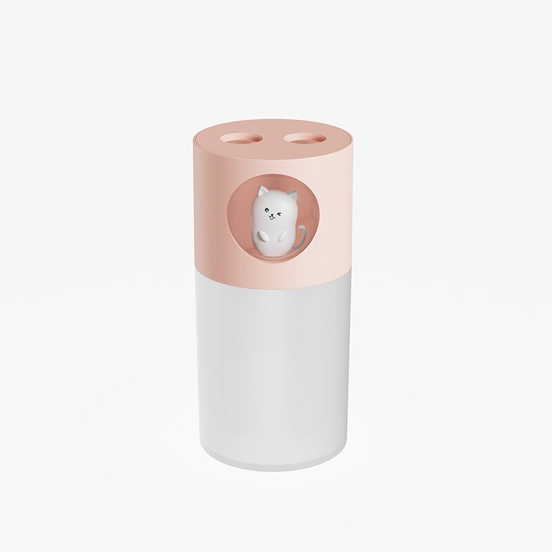 New Cute Pet Humidifier Double Spray Air Humidifier USB Ultrasonic Aroma Diffuse Air Mist Maker Humidificador with Romantic Lamp