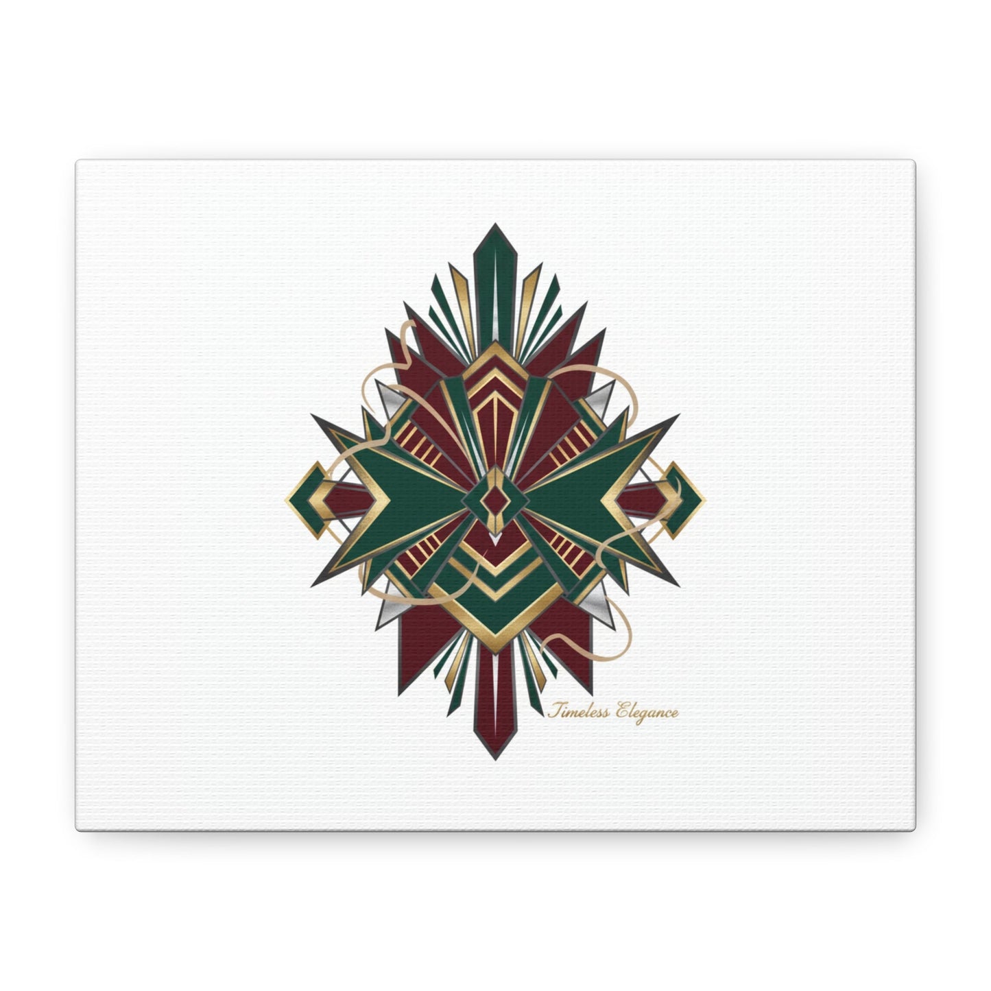 Art Deco geometric brass print Canvas | Neo-Deco chrome & gold fan motif