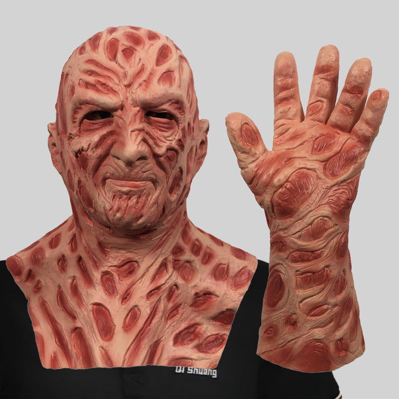 Freddy horror mask, full face headgear, makeup ball, scary demon, funny face, Halloween party, parody props