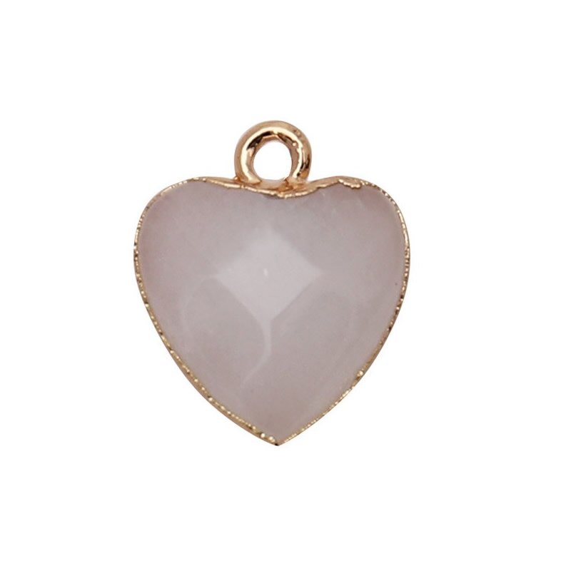 Women Jewelry  12.5mm Small Lovely Heart Pendant Labradorit Aventurine Opal Rose Crystal Quartz Stone Pendant DIY for Necklace