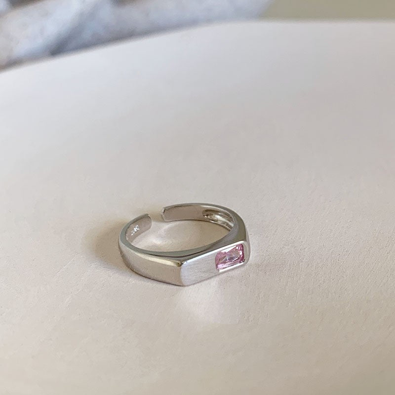 Dopamine love colored zircon diamond ring female niche index finger high-end fashion personality open ring