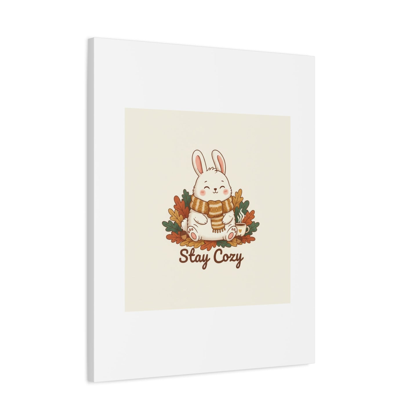 Cozy Bunny Illustration Canvas | Cute Critter Winter Forest Art