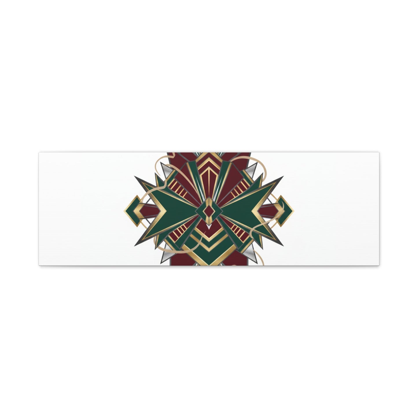 Art Deco geometric brass print Canvas | Neo-Deco chrome & gold fan motif