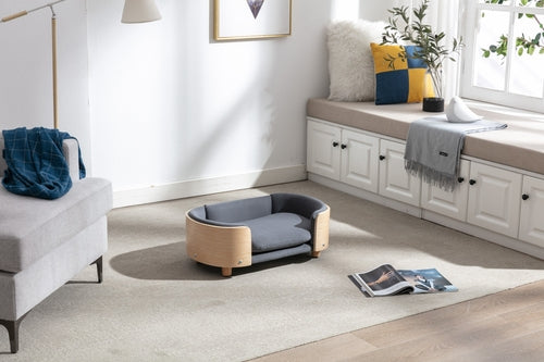 Scandinavian Style Elevated Dog Bed Pet Sofa with Solid Wood Legs and