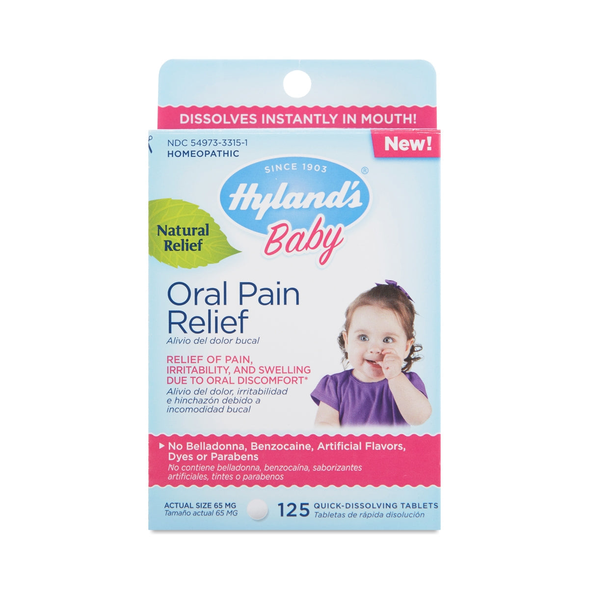 Hyland's Naturals, Baby, Oral Pain Relief, Daytime, 0+ Months, 125 ctr