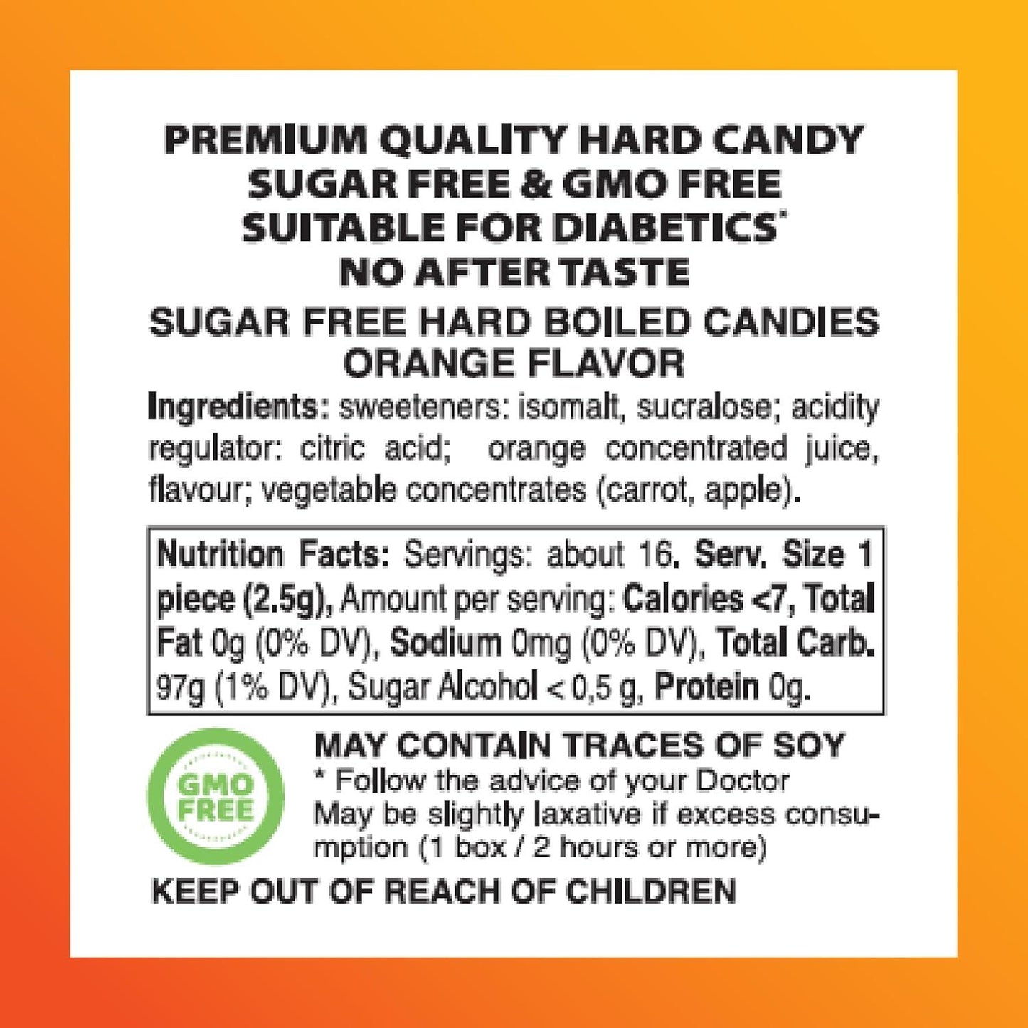 Swiss Imports Orange Sugarfree Candy Bonbons - 1.4oz