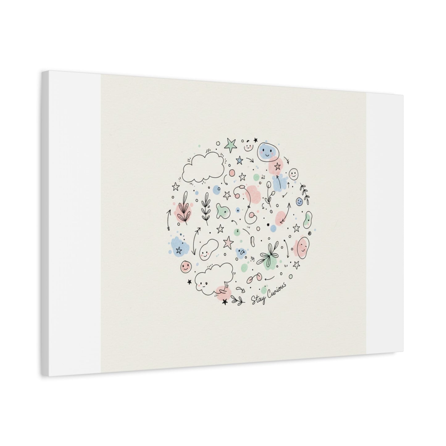 Doodle Circle Line Drawing Matte Canvas, Hand-Drawn Sketch Art