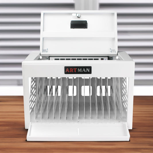16 Bay Charging Cabinet for Laptop Chromebook Locking Charging Station-WHITE
