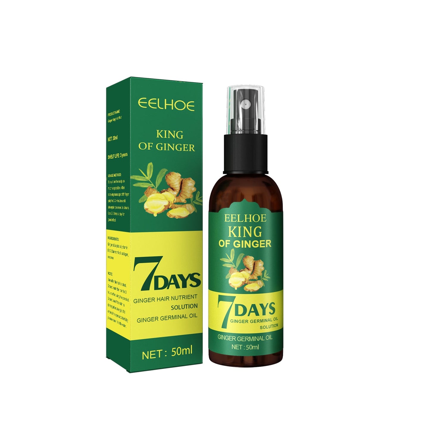 Ginger Hair Spray, Strengthens Hair, Massages Scalp And Restores Hair