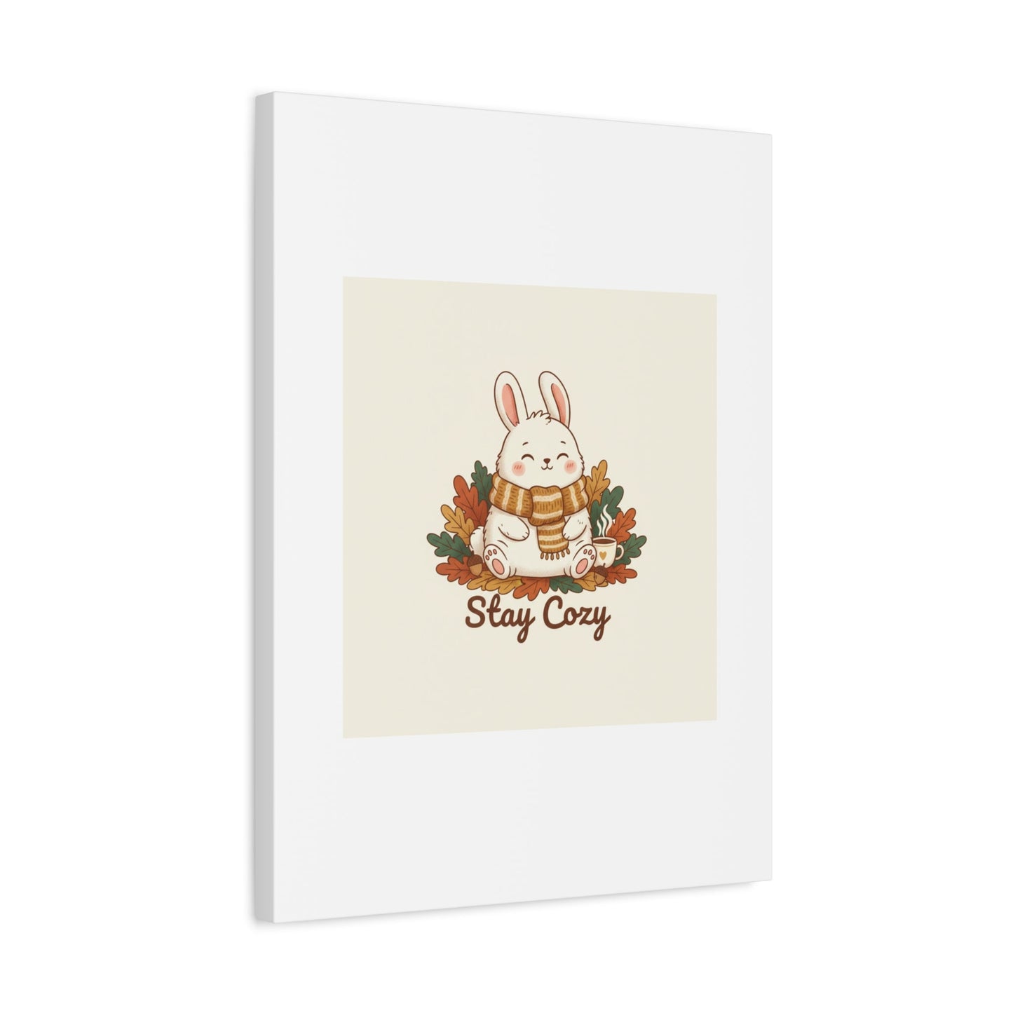 Cozy Bunny Illustration Canvas | Cute Critter Winter Forest Art