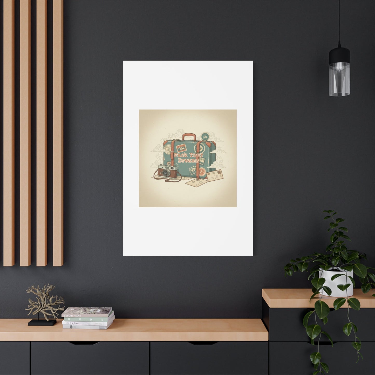 Pack Your Dreams Canvas | Retro Travel Postcard, Wanderlust Passport Stamp Art
