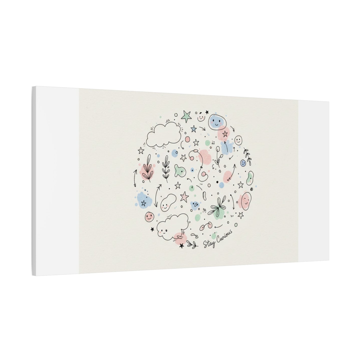 Doodle Circle Line Drawing Matte Canvas, Hand-Drawn Sketch Art