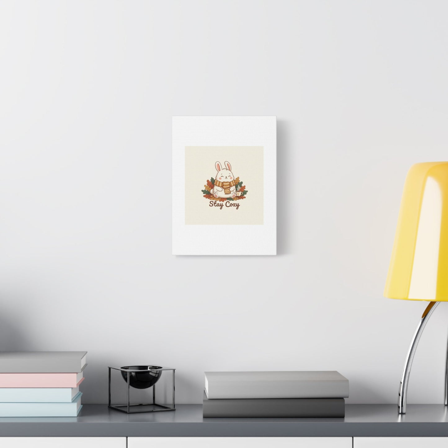 Cozy Bunny Illustration Canvas | Cute Critter Winter Forest Art